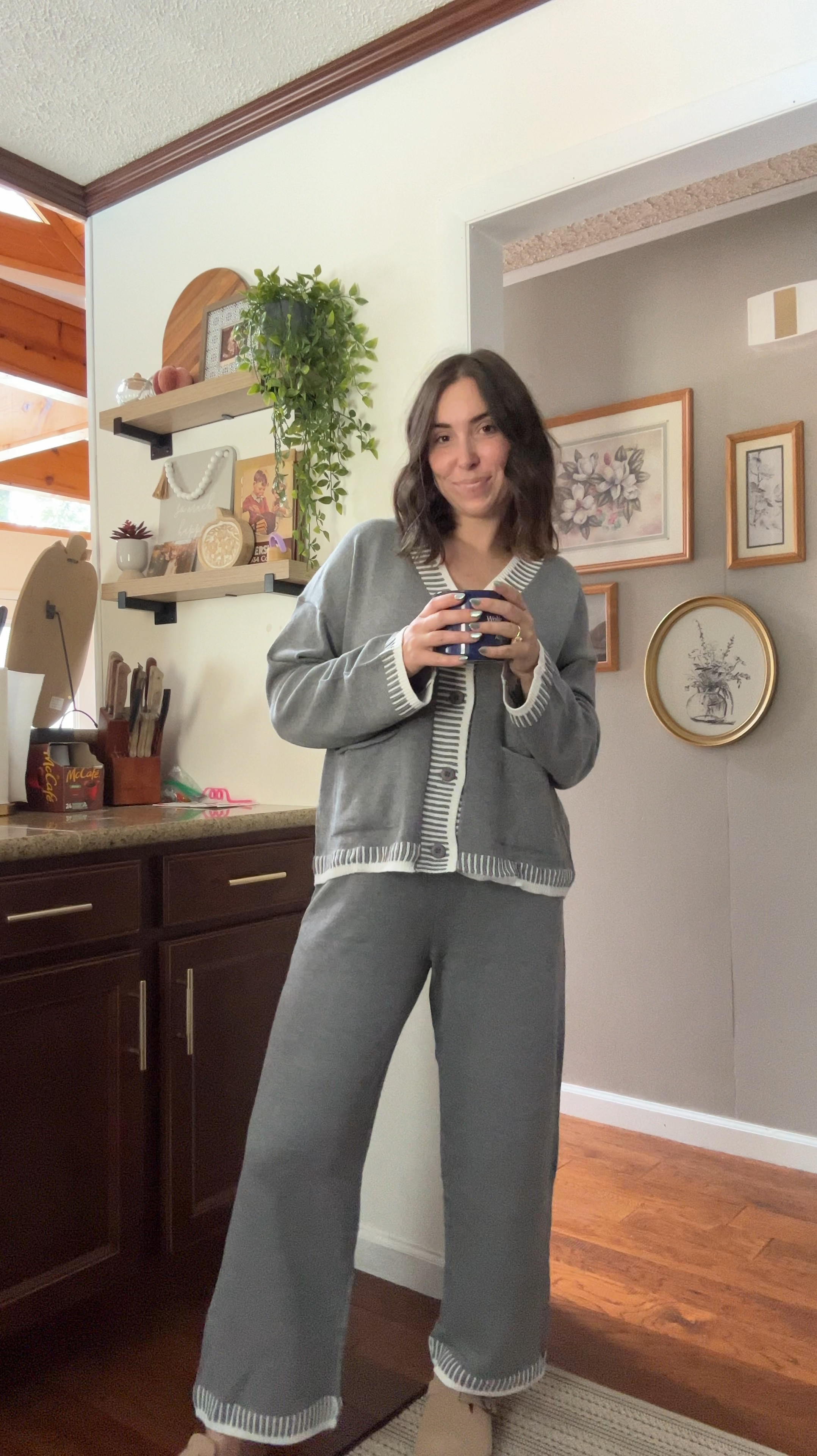 Amazon two-piece set 🩶🩶

So Comfy/cute 
I’m 5’8” and size M. My TTS fit me perfect, but if you want an oversized look like the listing photo then def size up! 

#LTKVideo #LTKFindsUnder50 #LTKMidsize