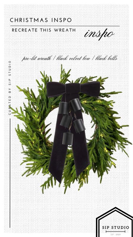 Christmas wreath with black velvet bow 🖤

#LTKfindsunder50 #LTKSeasonal #LTKHoliday