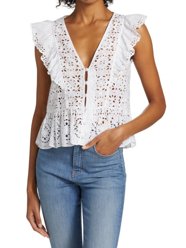 Araya Eyelet Ruffle Top | Saks Fifth Avenue OFF 5TH