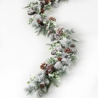 SULLIVANS 6 ft. Multicolor Flocked Pine Unlit Artificial Christmas Garland GD1412 - The Home Depo... | The Home Depot