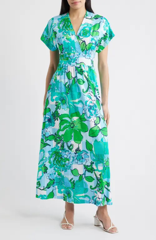 Lilly Pulitzer® Keenan Floral Maxi Dress in Capri Blue Rousseaus Roses at Nordstrom, Size 2 | Nordstrom