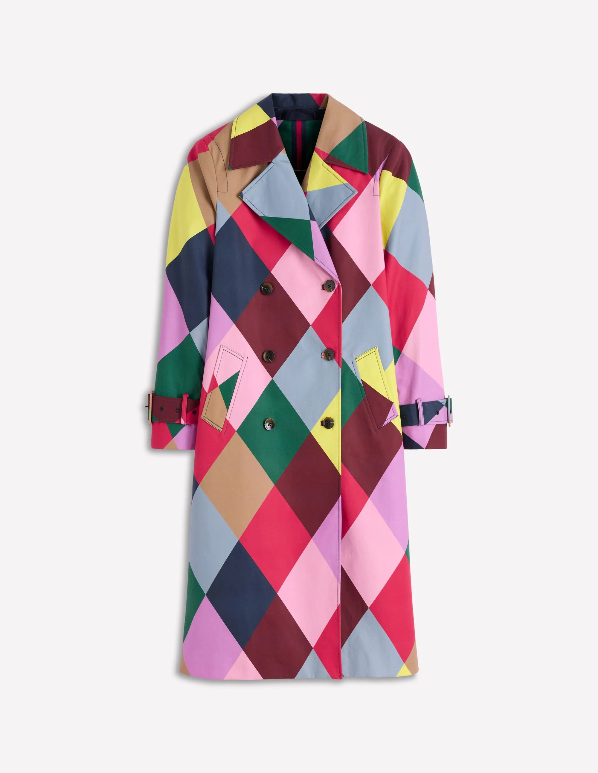 Double Breasted Trench-Giant Multi Harlequin | Boden (US)