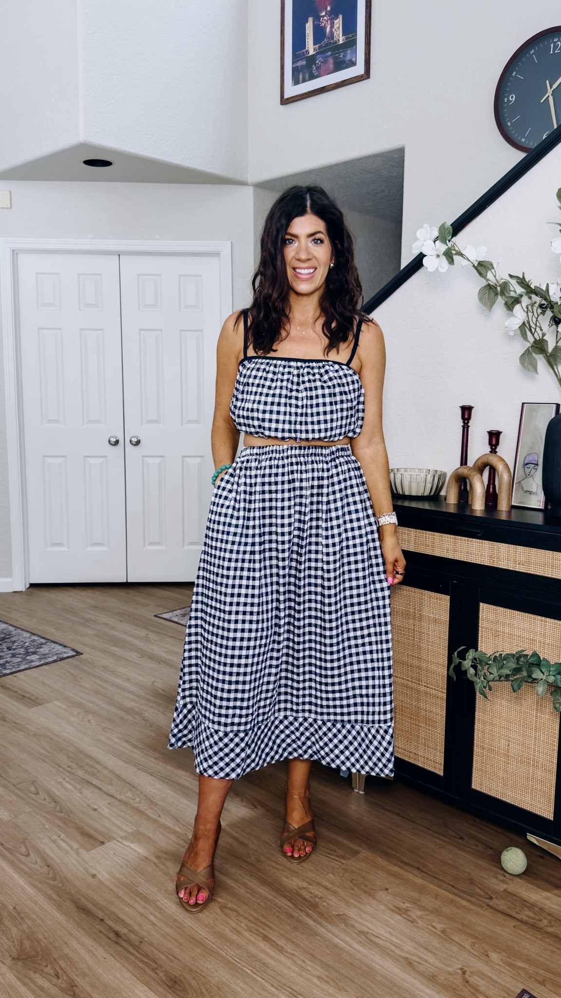 Summer vacation sets
In a medium gingham set top
Medium gingham set bottom 

#LTKMidsize #LTKOver40 #LTKTall