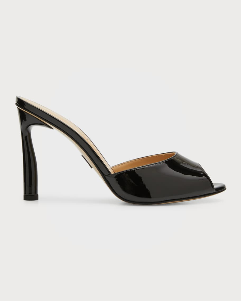 Paul Andrew Patent Peep-Toe Mule Sandals | Neiman Marcus
