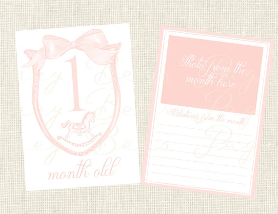 Watercolor Baby Milestone Cards Two Sided / Floral Crest / | Etsy | Etsy (US)