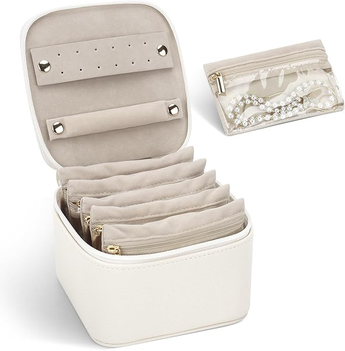 DesignSter Small Jewelry Box, Travel Small Jewelry Organizer with Earring Tray and Ring Holder, S... | Amazon (US)