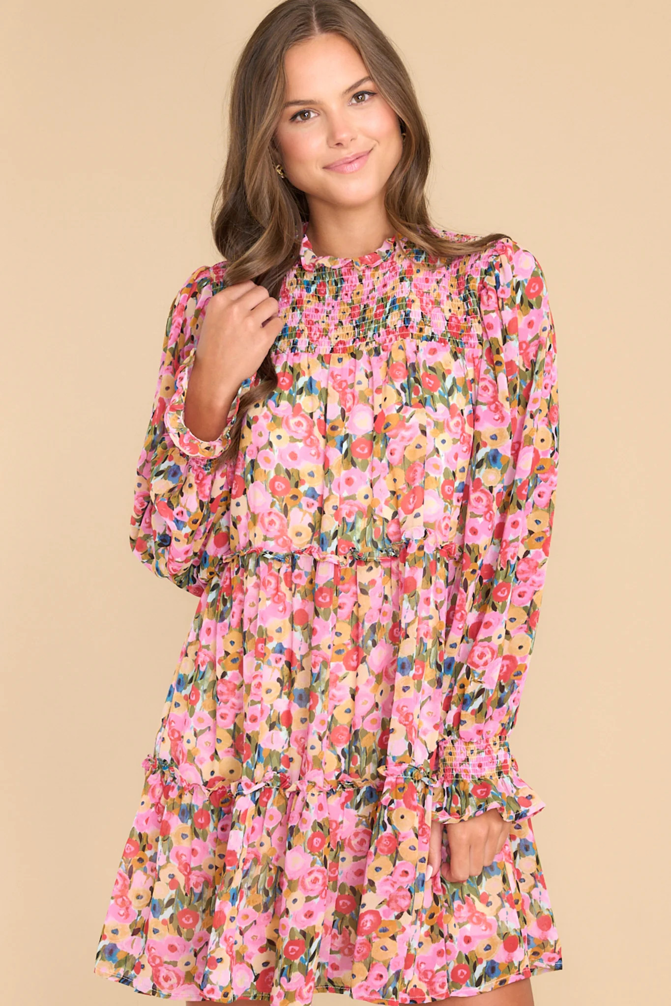 Romance Everywhere Pink Floral Dress | Red Dress 