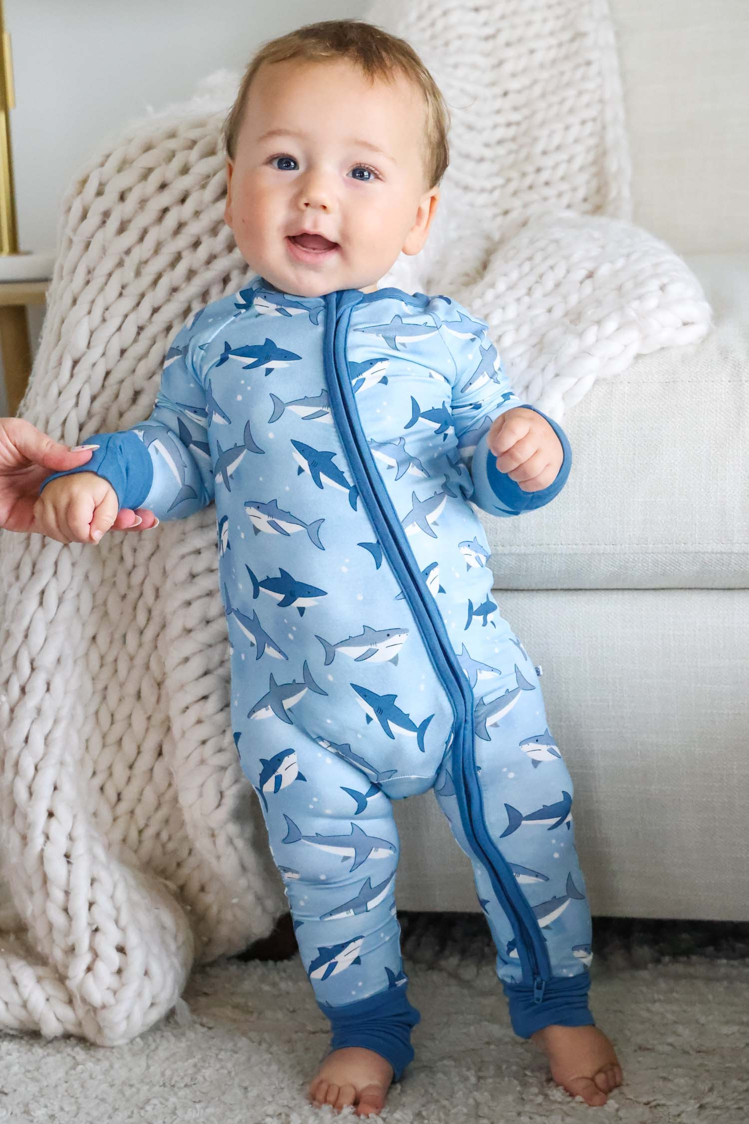 Convertible Bamboo Zip Romper | Fin Friends | Caden Lane