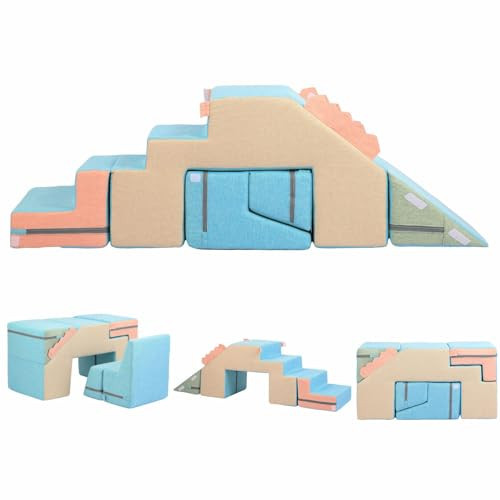 Asweets 4 in 1 Foam Climbing Blocks for Toddlers, Indoor Soft Climb and Crawl Play Climbing Toys for Creativity & Imagination, (Linen-Blue-Pink) | Amazon (US)