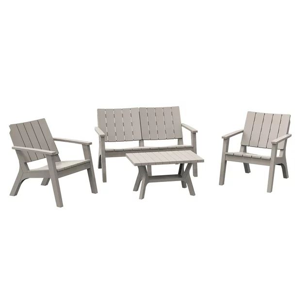 Outsunny 4-Piece Outdoor Patio Conversation Set Weatherproof PP Materials, Grey | Walmart (US)