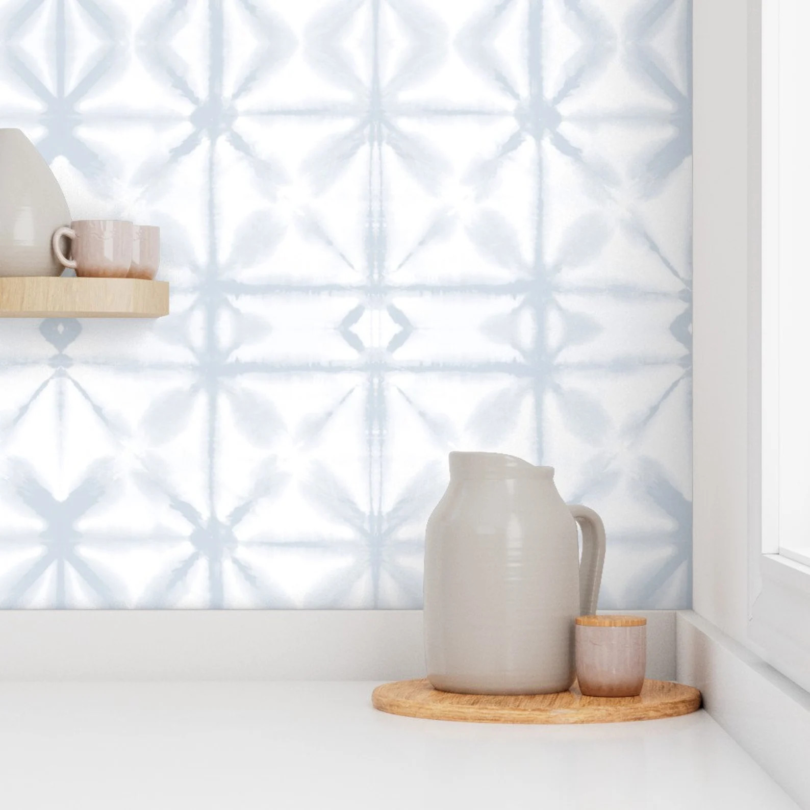 Shibori Wallpaper - Star Blue By Michellemathis - Shibori Star Blue Custom Printed Removable Self... | Etsy (US)