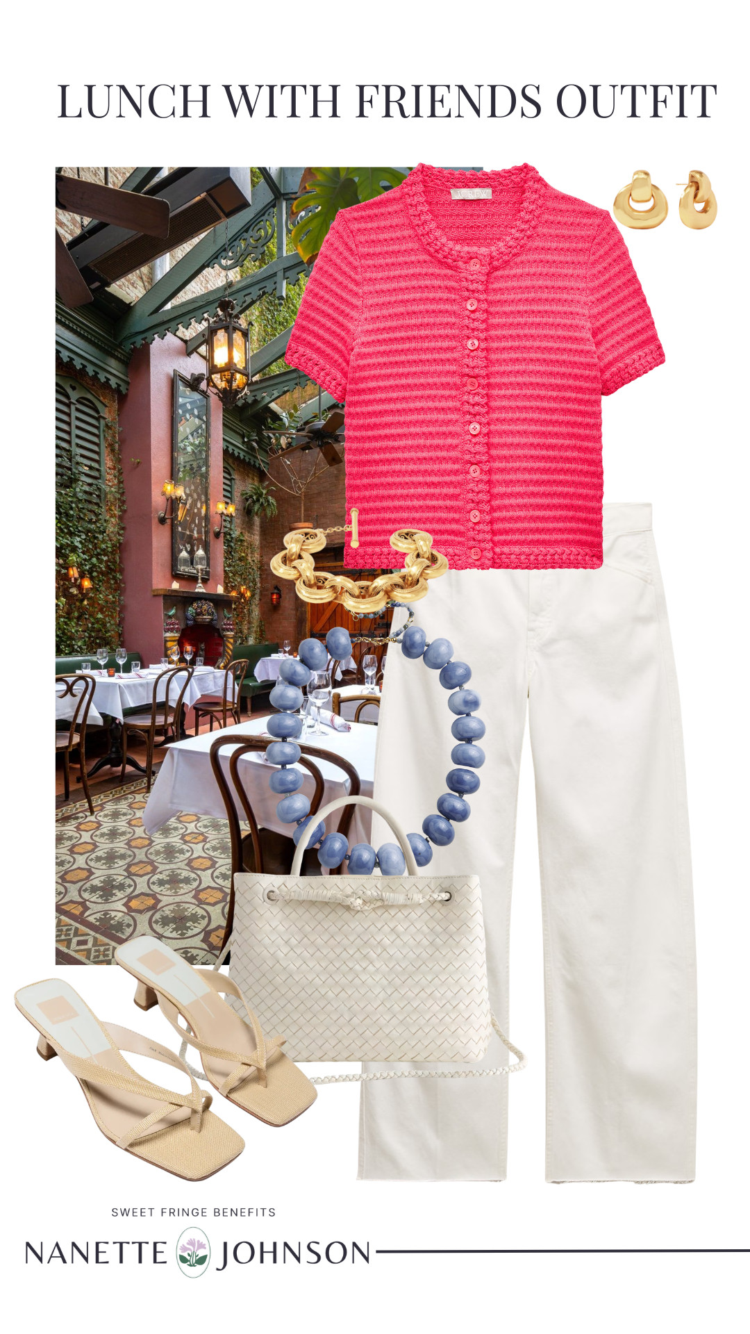 The perfect lunch-with-friends outfit 🫶🏻

I love how chic and polished this look feels while still being effortless and comfortable. The bright pink textured cardigan paired with white jeans gives such a fresh summer look, and the neutral accessories pull everything together beautifully. Perfect for brunch, lunch dates, shopping, or vacation dinners ✨

#LTKootd #LTKSeasonal #LTKOver40