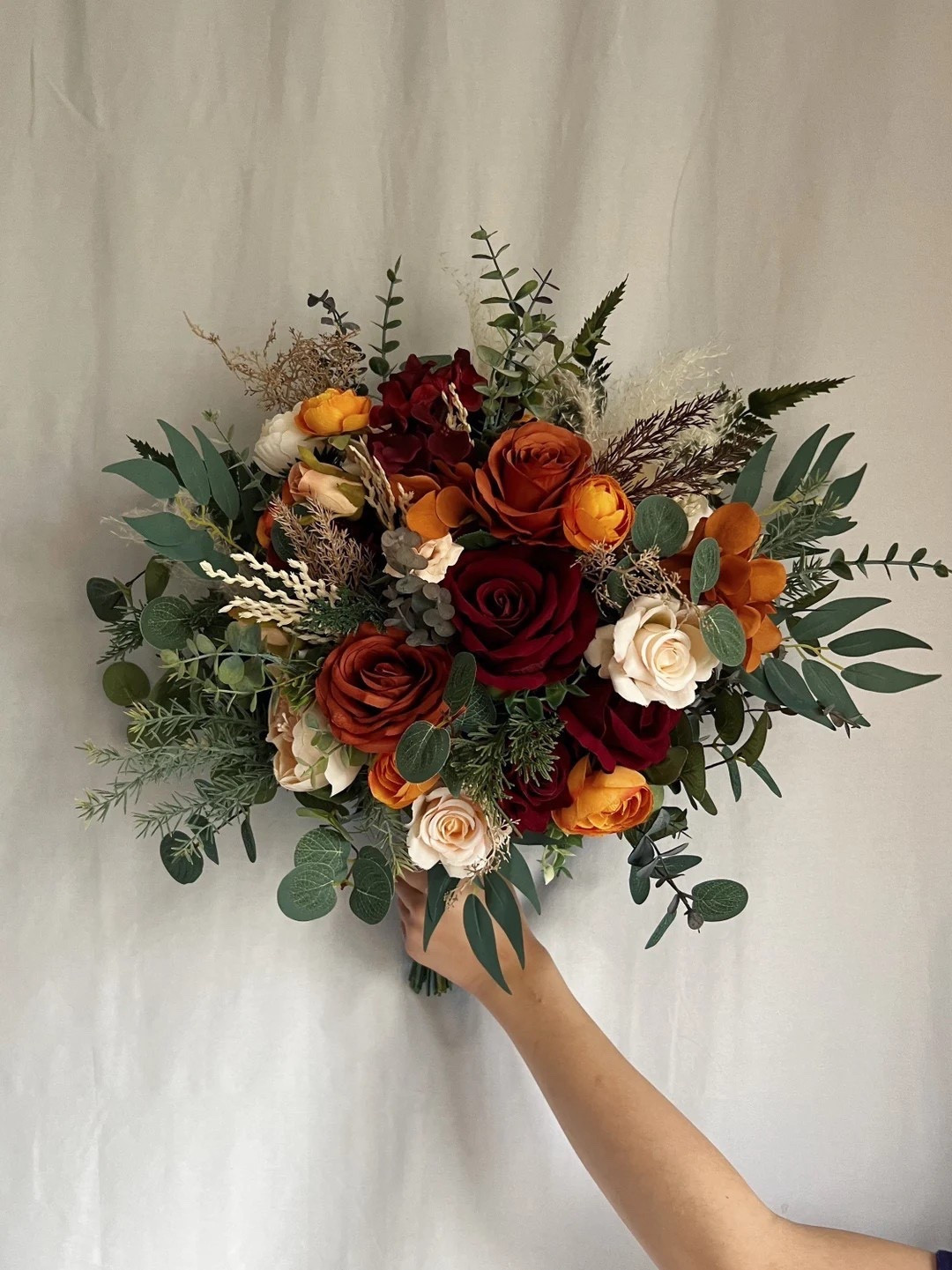 Warm, rich, and full of romance — this handcrafted bouquet by RomancePlace is the perfect statement piece for your wedding day. Featuring faux dahlias, roses, peonies, and hydrangeas in shades of burgundy, terracotta, rust orange, and cream, it’s beautifully accented with pampas grass, ferns, and sage greenery. Wrapped in rustic twine, this stunning keepsake bouquet brings timeless elegance to any season. 🌿🧡 #RomancePlace #EtsyWedding #BridalBouquet #BohoWedding #FauxFlorals #TerracottaWedding #RustWedding #SilkFlowers #WeddingInspo #EtsyFinds

#LTKWedding #LTKSeasonal #LTKFindsUnder100