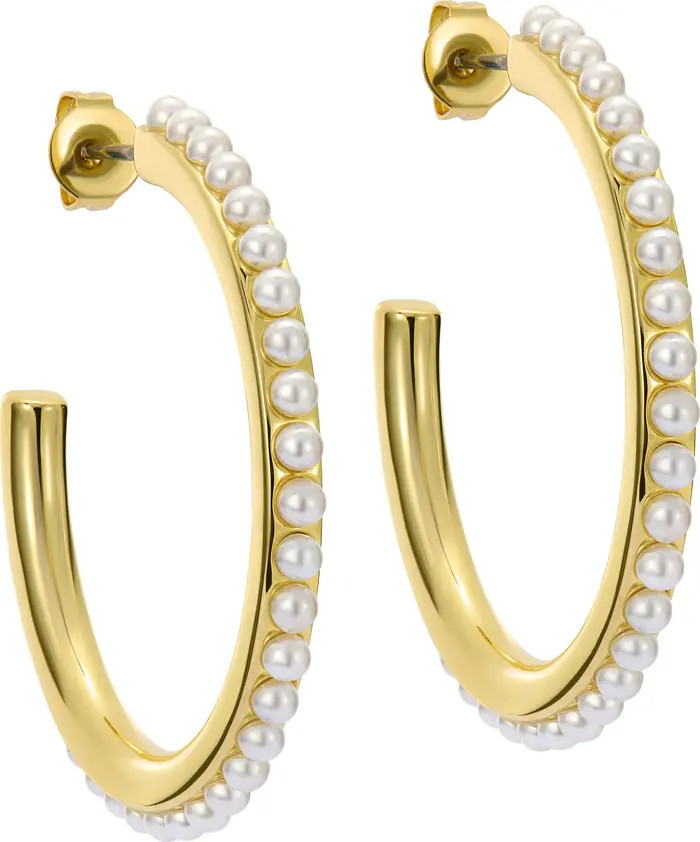 Ted Baker Peraa Medium Pearl Hoop Earrings | Nordstrom | Nordstrom