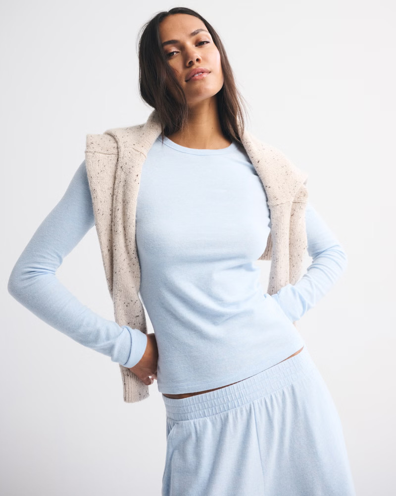 Long-Sleeve Cozy Lounge Knit Tee | Abercrombie & Fitch (US)