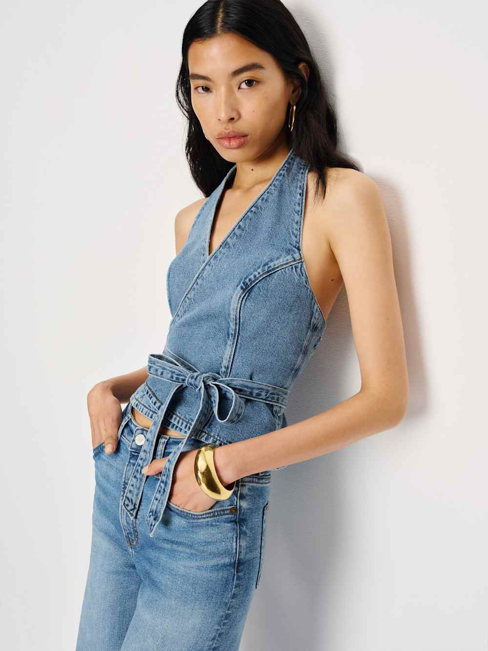 Gaia Denim Halter Top | Reformation (Global)