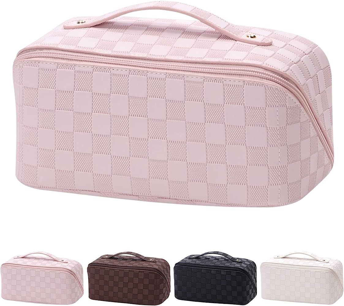 Ineowelly Large Capacity Travel Cosmetic Bag for Women with Portable Handle, Multifunctional Make... | Amazon (US)
