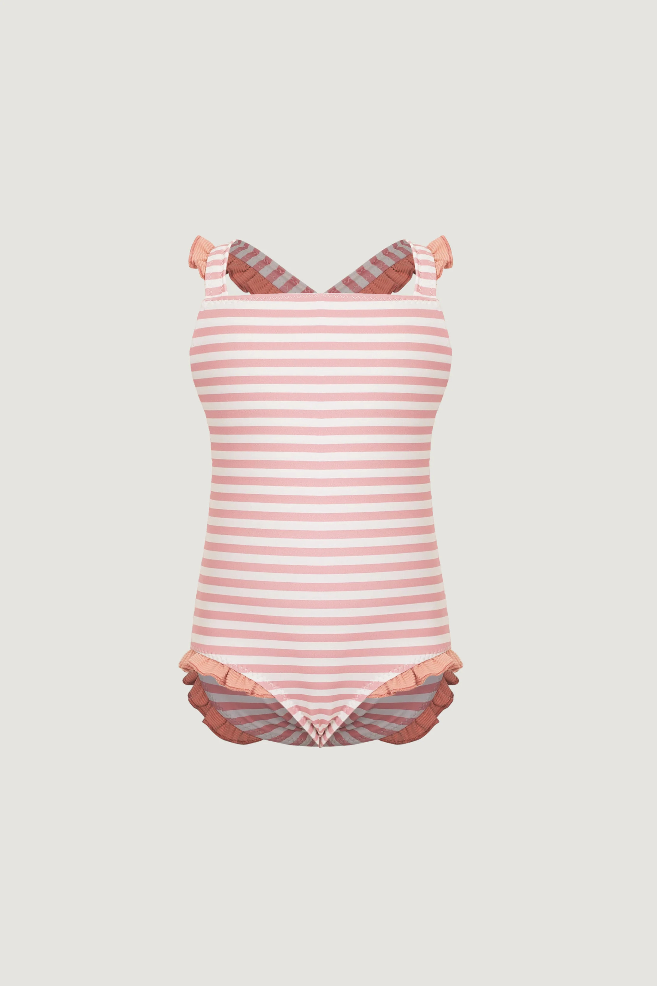 ruffle one piece (blush stripe/blush) | SAME