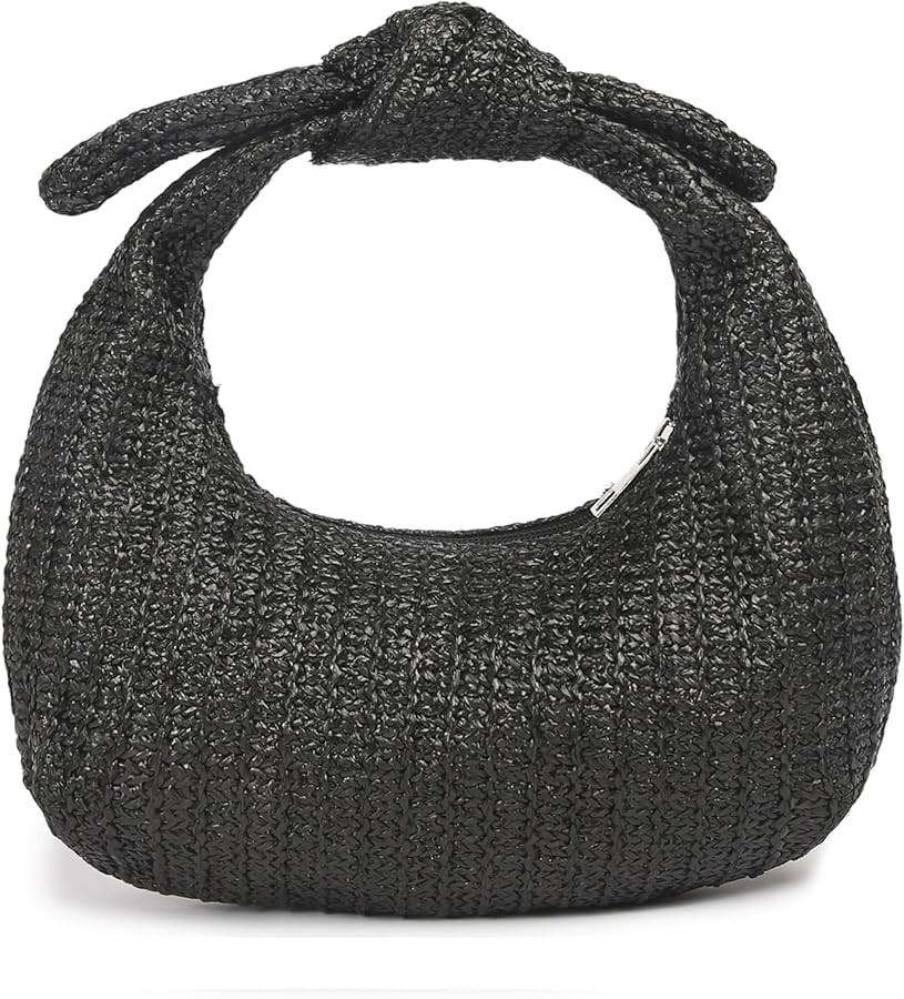 KOOIJNKO Knotted Straw Clutch Purses for Women, Bow Summer Beach Bag, Dumpling Evening Handbag Wo... | Amazon (US)