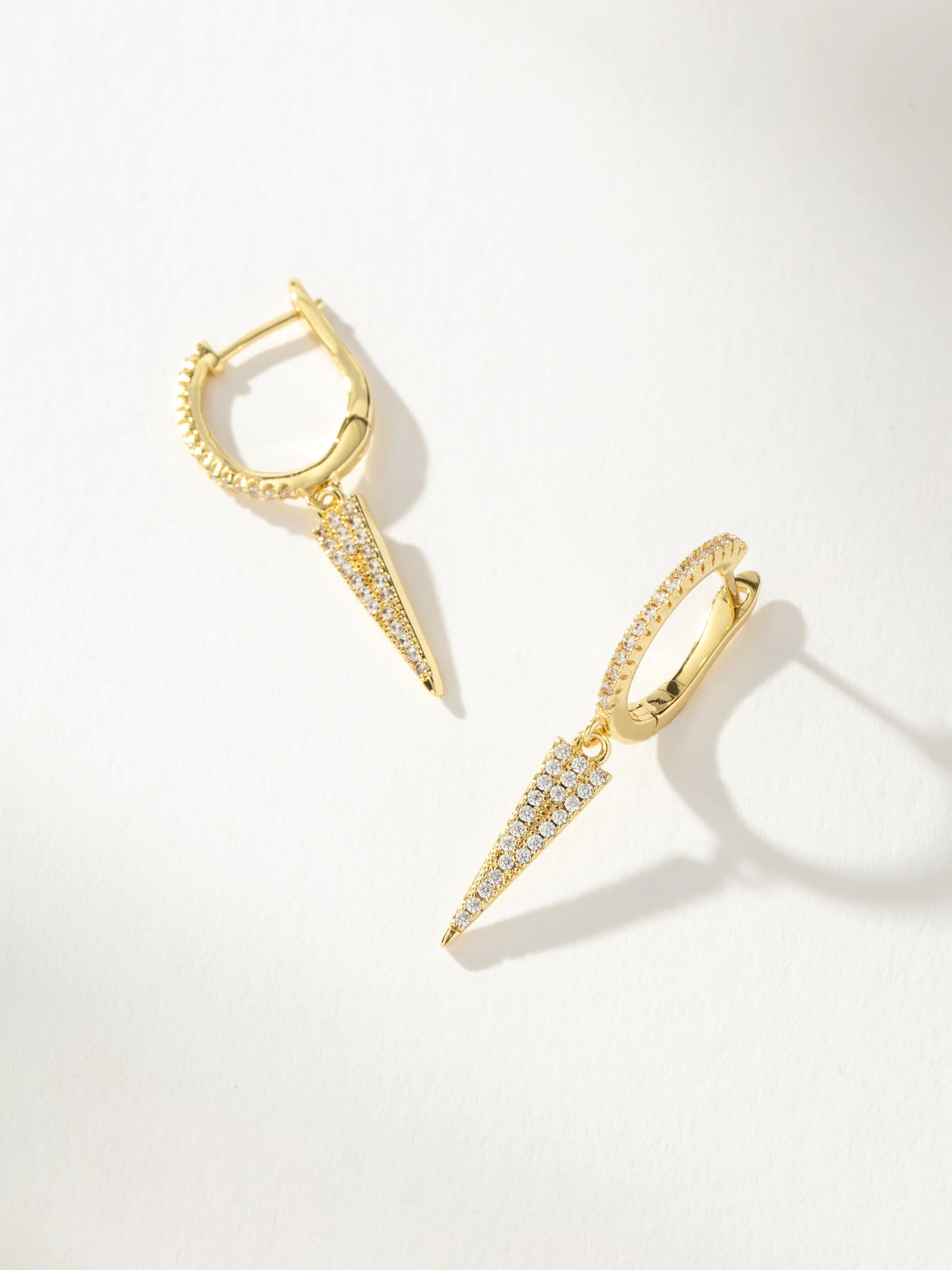 Pointer Pavé and Dangle Huggie Earrings in Gold | Uncommon James | Uncommon James