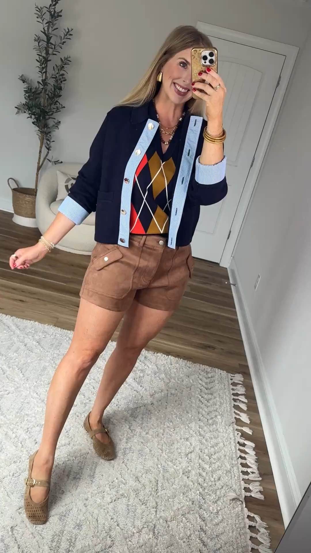 Fall Walmart outfit with this argyle sweater tank, faux suede shorts and a navy sweater jacket!

#LTKootd #LTKxWalmart