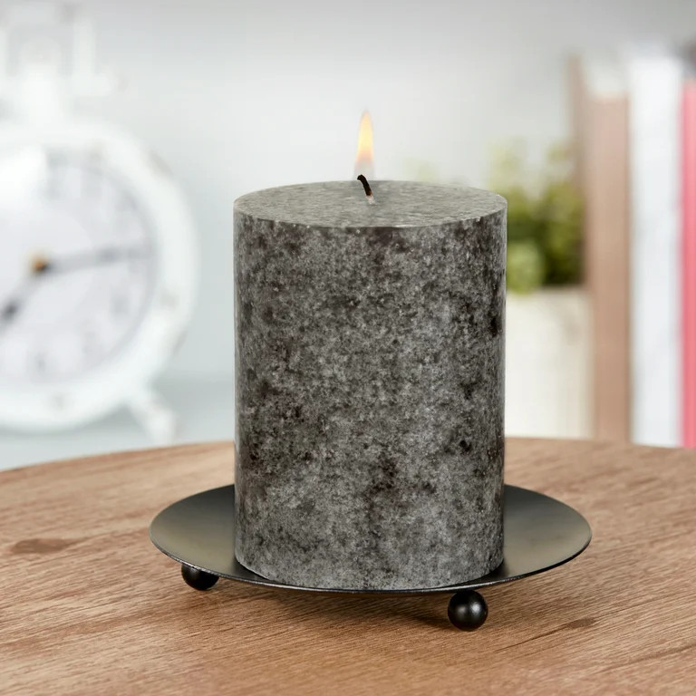 Mainstays Unscented Decorative Mottled Pillar Candles, 3x4inch tall, Dark Gray Mottled Color | Walmart (US)