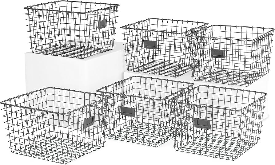 Spectrum Diversified Wire, Vintage Locker Basket Style, Rustic Farmhouse Chic Steel Storage for C... | Amazon (US)