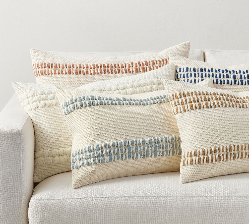Reed Striped Lumbar Pillow | Pottery Barn (US)