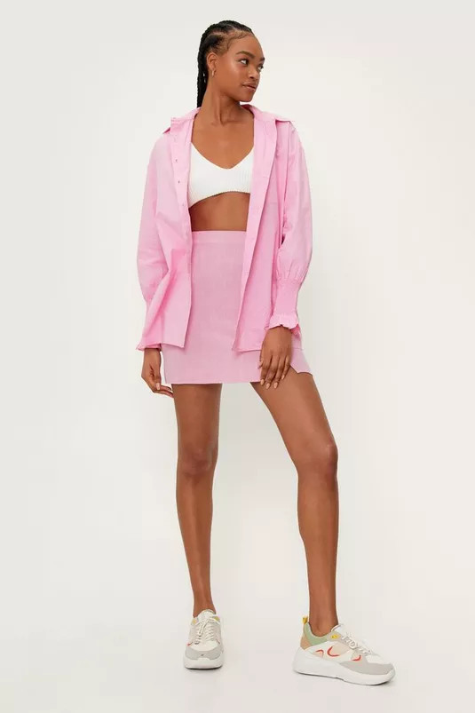 Split Hem Linen Pelmet Skirt | Nasty Gal (US)