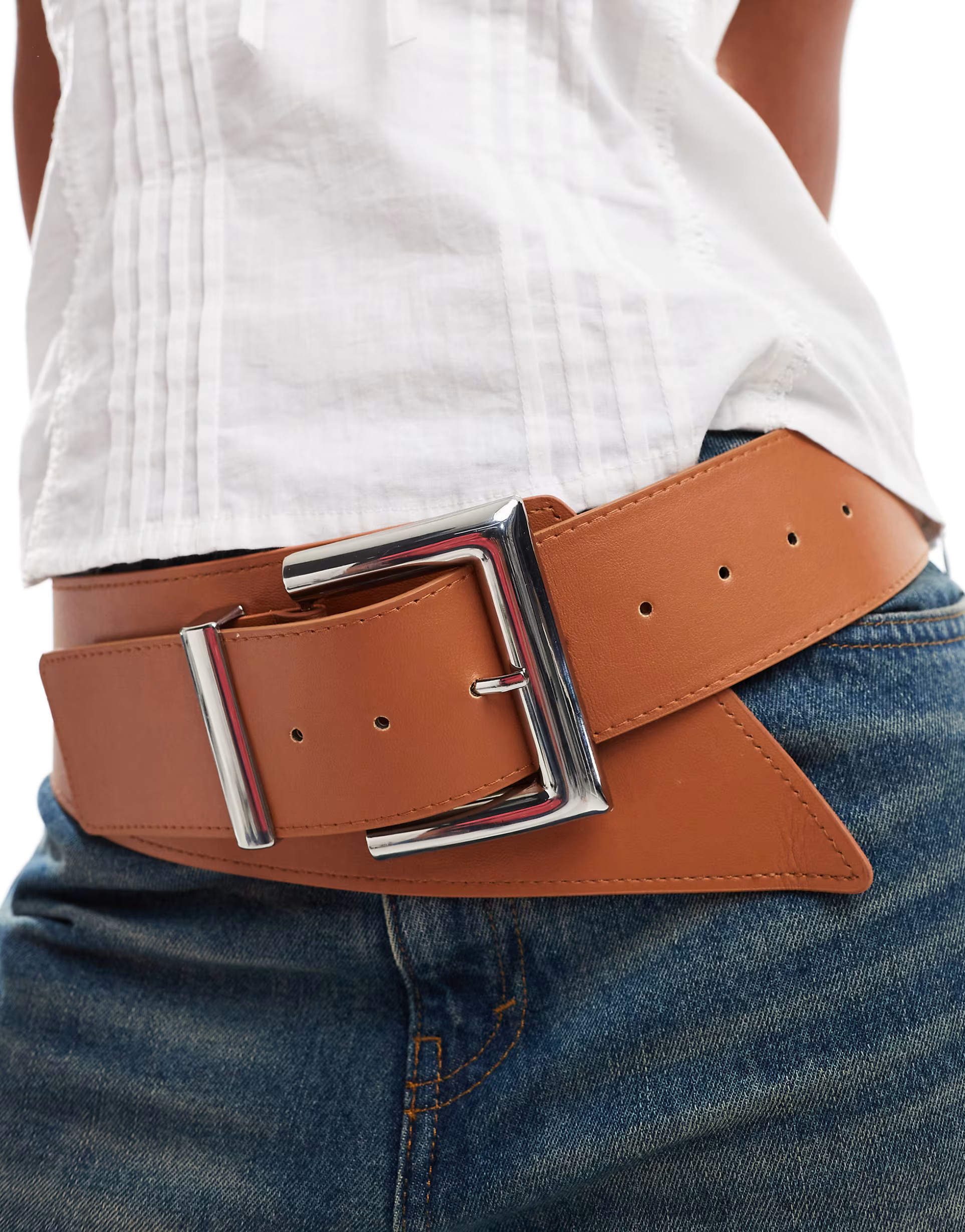 My Accessories wide buckle belt in tan | ASOS (Global)