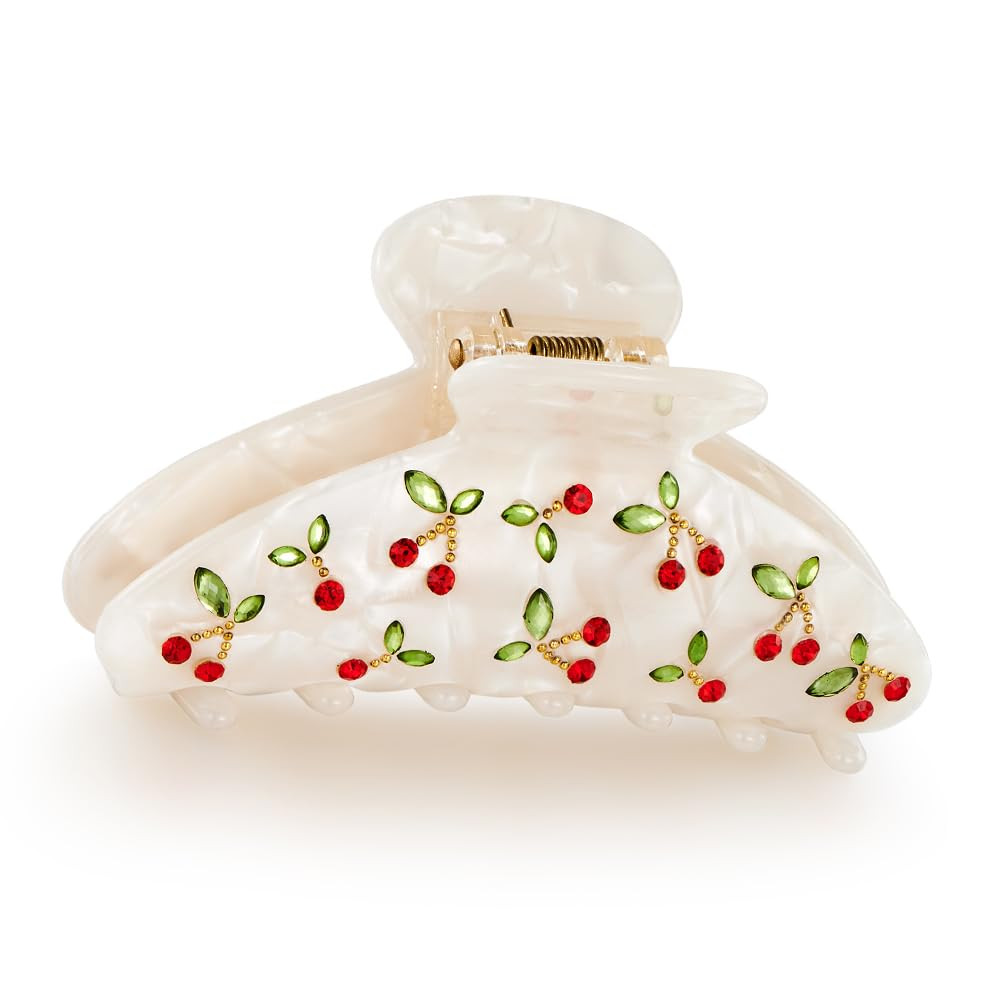 Acrylic Hair Clips Claws For Women Rhinestone Red Cherry Thick Hair Hair clips | Amazon (US)