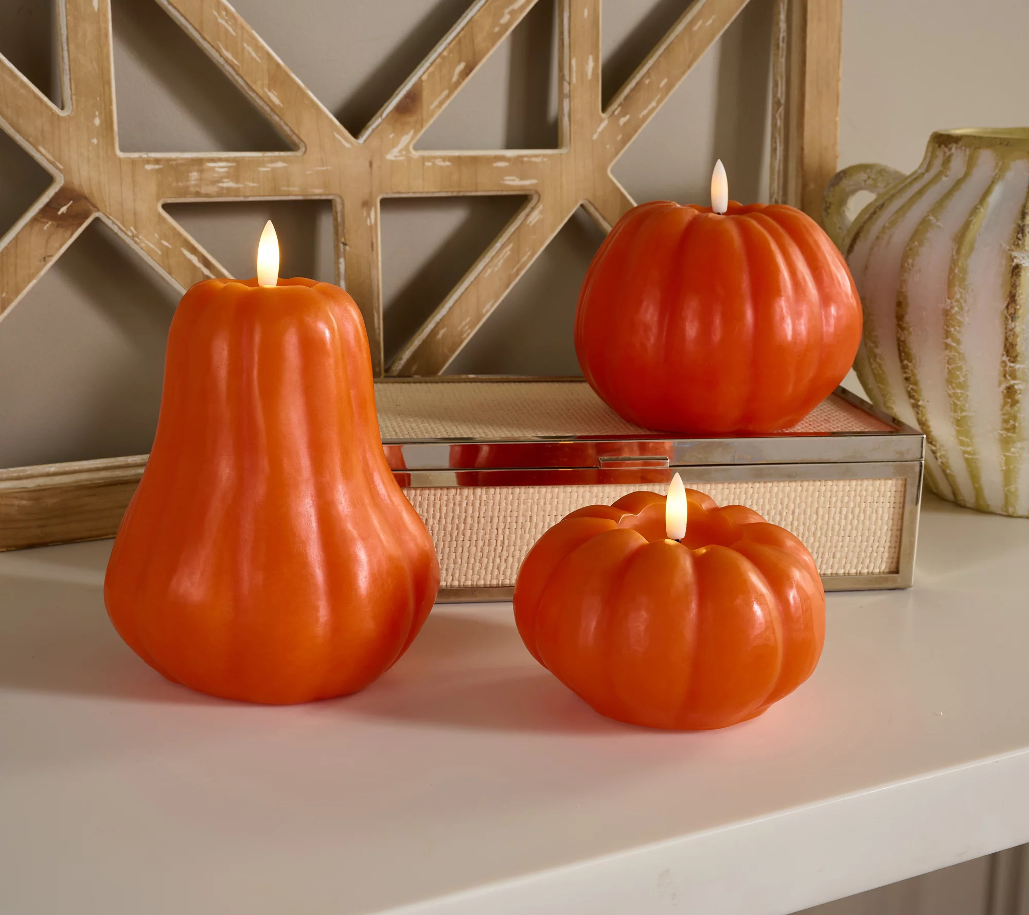 Home Reflections Flameless Set of 3 Mini Pumpkins - QVC.com | QVC