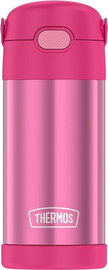 THERMOS FUNTAINER 12 Ounce Stainless Steel Vacuum Insulated Kids Straw Bottle, Pink | Amazon (US)