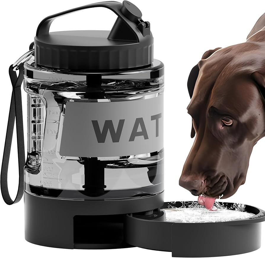 77oz Dog Water Bottle,Dog Camping Essentials Large Dog Water Bowl Dispenser with Pull-Out Drinkin... | Amazon (US)