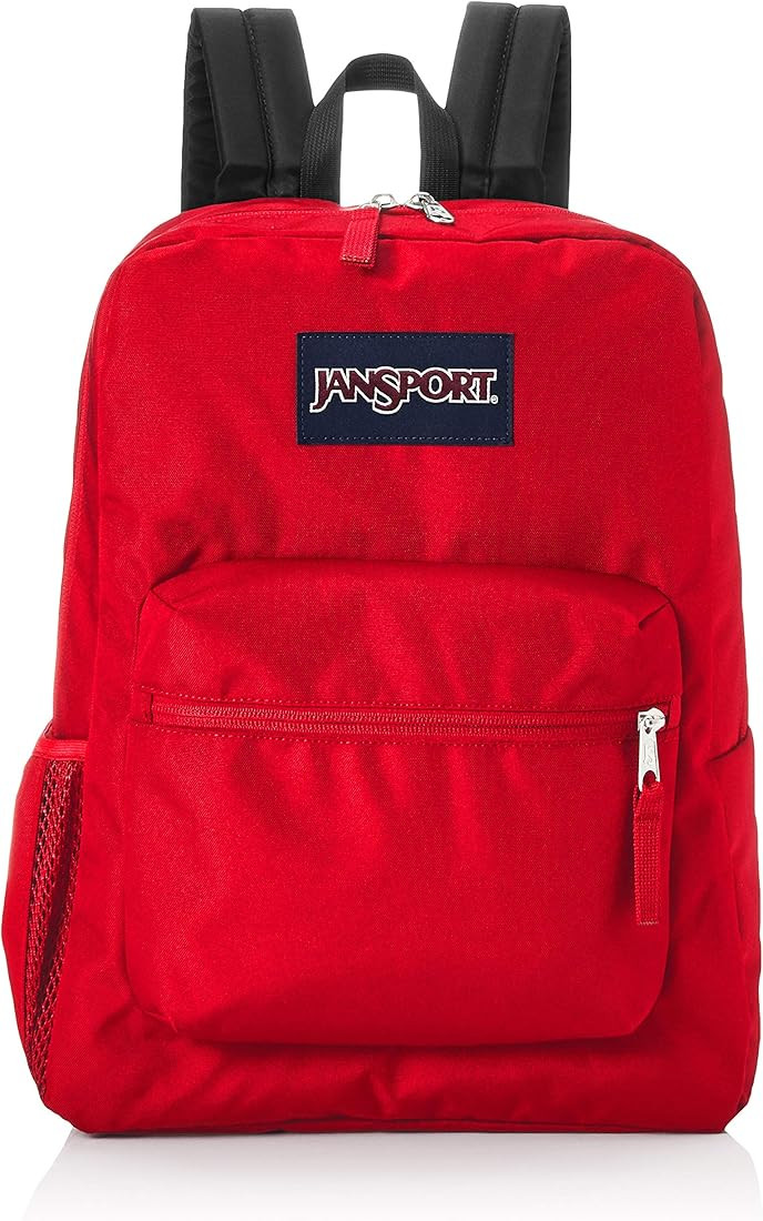 JanSport Cross Town Backpack, Red Tape, 17" x 12.5" x 6" - Simple Bookbag with 1 Main Compartment... | Amazon (US)