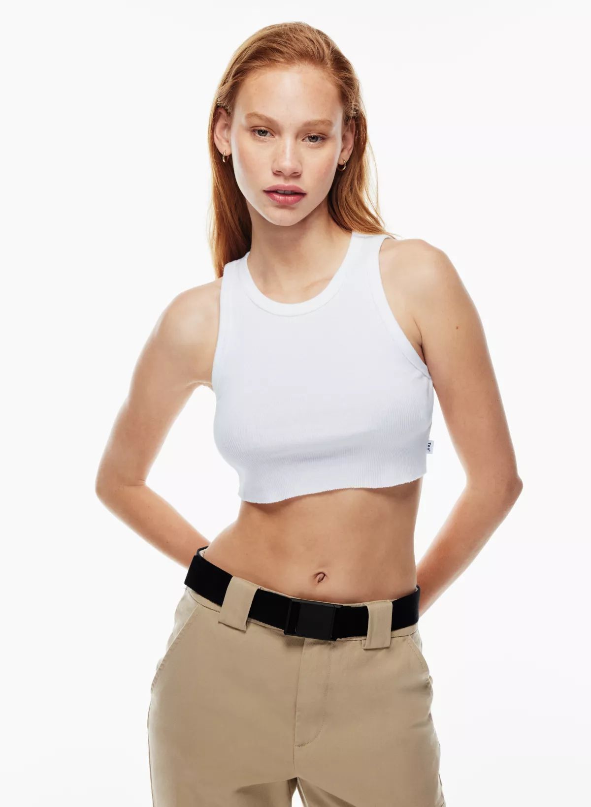 RIBBED CROPPED RACER TANK | Aritzia