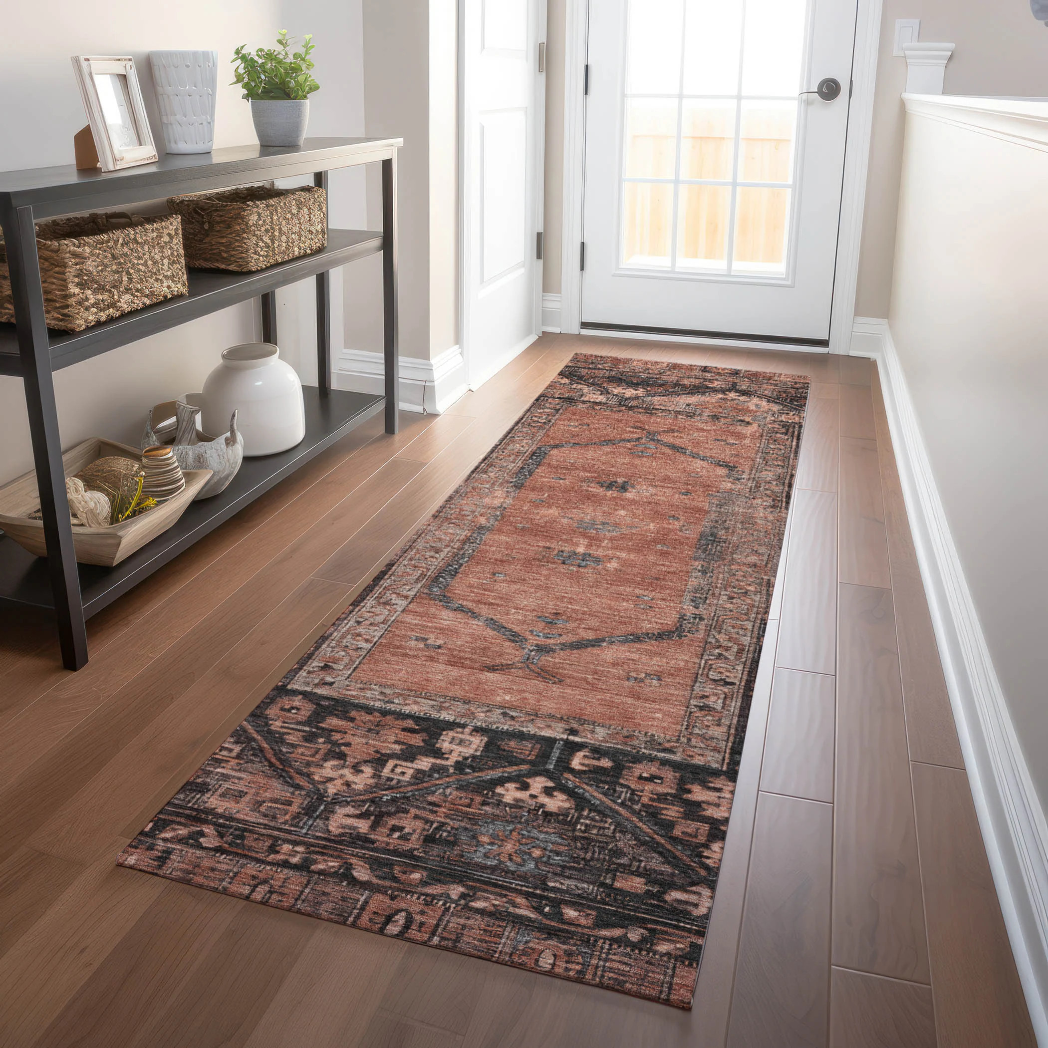 Addison Rugs Chantille ACN1727TR 2 x 7 (ft) Loomed Polyester Terracotta Rectangular Indoor/Outdoor Machine washable Pet Friendly Area rug in Orange | Lowe's