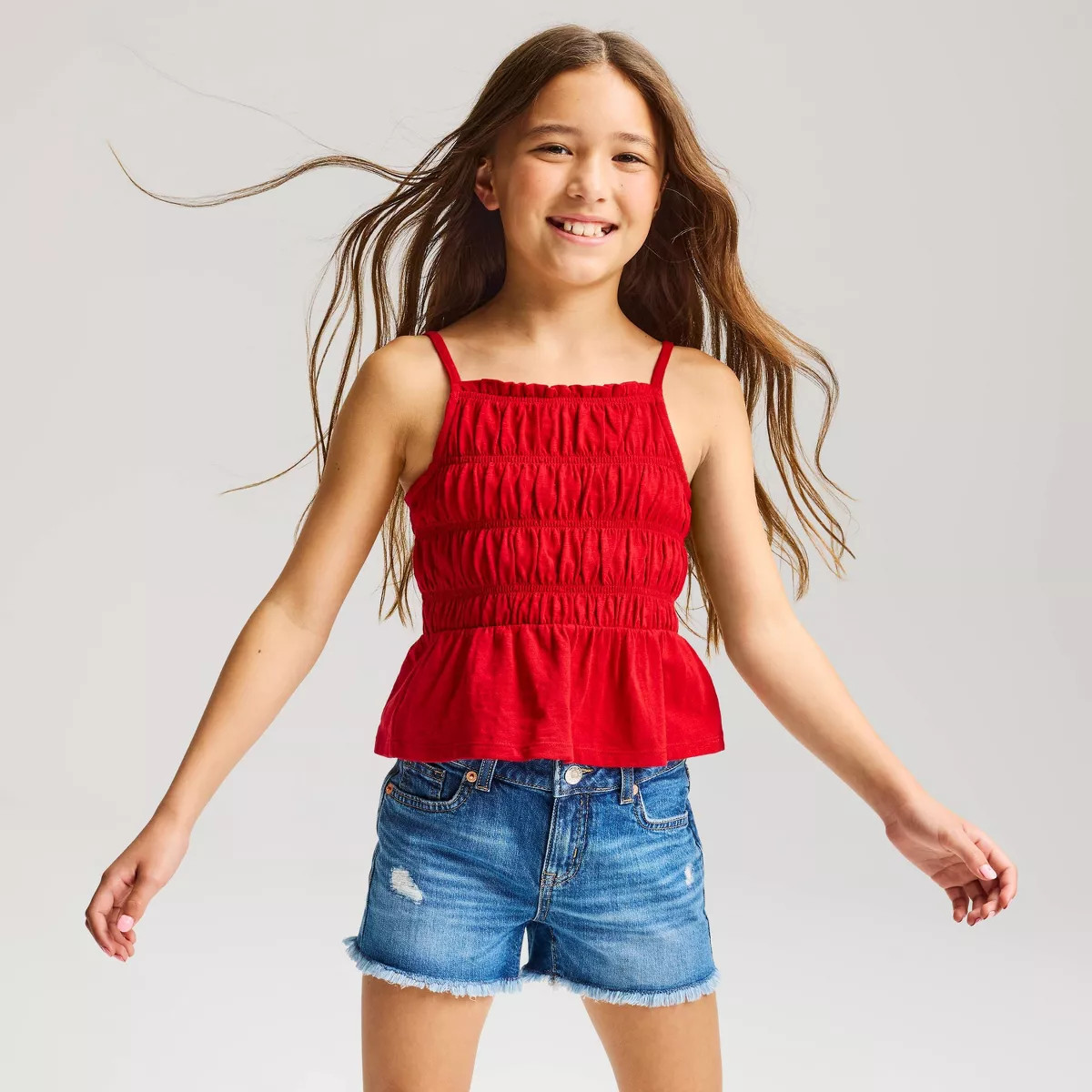 Girls' Smocked Peplum Tank Top - Cat & Jack™ Red L | Target