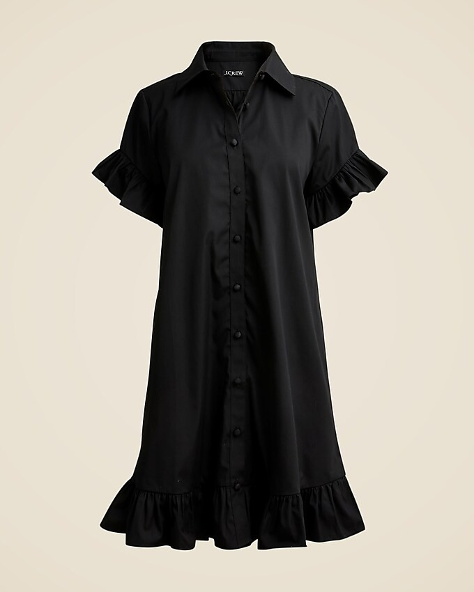 Ruffle-hem shirtdress in cotton poplin | J. Crew US