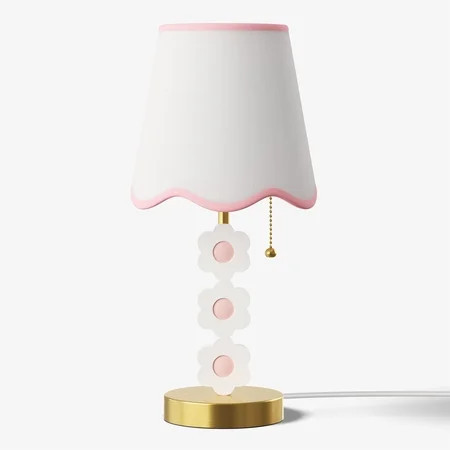 Mainstays Kids 16" Antique Brass Daisy Table Lamp with Scalloped White Shade | Walmart (US)