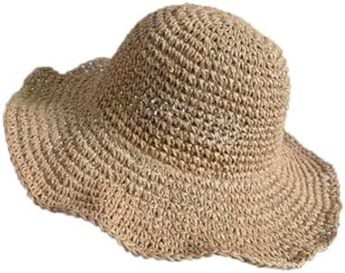 Amazon.com: Women Summer Floppy Big Straw Hat Boho Foldable Wide Brim Crochet Beach Sun Hats Trav... | Amazon (US)
