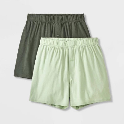 Men's 2pk Fashion Knit Boxer Briefs - Goodfellow & Co™ Sage Green XL: Cotton-Spandex Blend, Mid... | Target