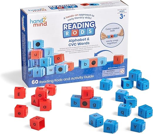 hand2mind Reading Rods Alphabet & CVC Words, Word Building Activities, Letter Blocks, CVC Words f... | Amazon (US)