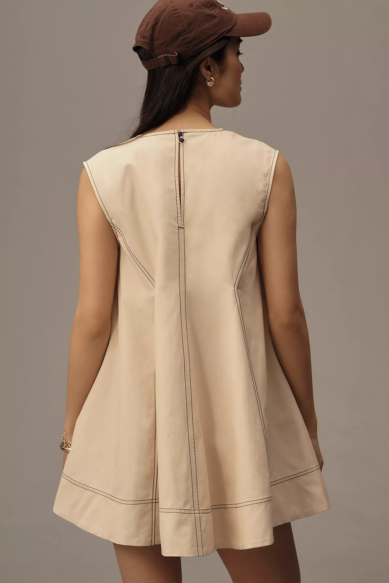 Maeve V-Neck Cutout Mini Swing Dress | Anthropologie (US)