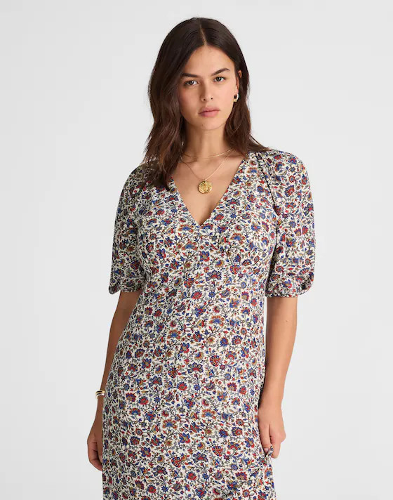 Puff-Sleeve Empire Maxi Dress in Floral | Madewell