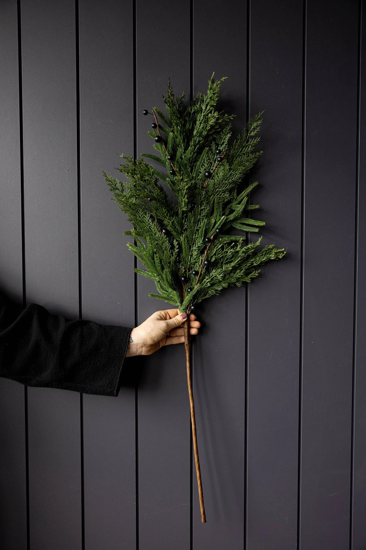 Navy Plum Berry Norfolk Cypress Real Touch Stems | Fast Shipping Canada & USA | luxe bCO