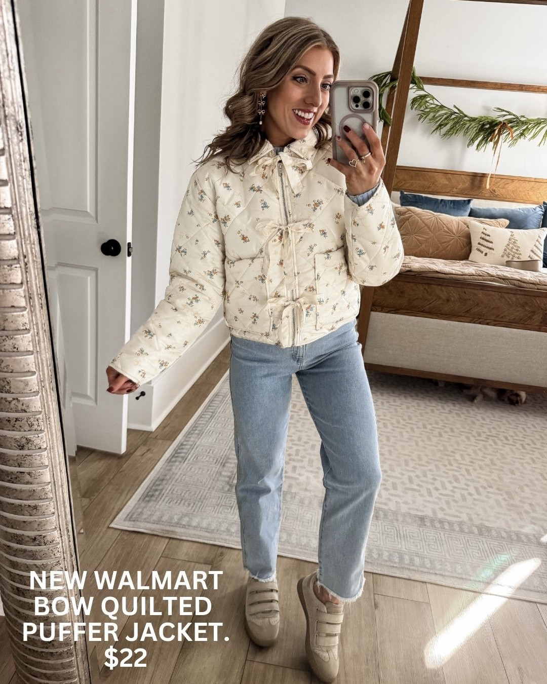 Walmart fashion strikes again with the cutest new winter find 🤍✨ This bow-quilted puffer jacket is only $22 and looks just like the designer versions that cost over $500. The bow detail, the subtle floral print, the fit — it’s feminine, warm, and seriously such a steal.

The entire outfit is Walmart today, from the cozy puffer to the soft denim to the neutral sneakers. Such an easy, everyday winter look that still feels elevated and adorable. Walmart has been dropping the BEST arrivals lately!

Everything is linked in LTK for you 🛍️🎀

#WalmartFashion #WalmartFinds #PufferJacket #WinterOutfits #AffordableFashion #BowJacket #QuiltedJacket #WalmartStyle #LTKWinter #CozyOutfits #EverydayStyle