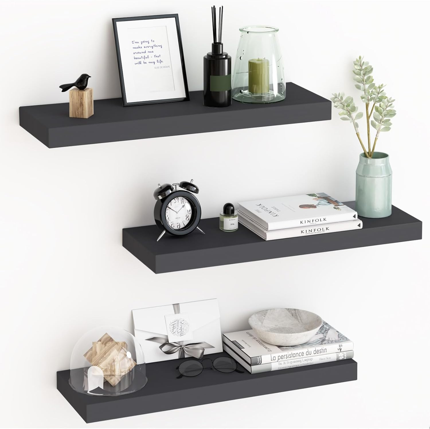 Fixwal 24in Floating Shelves, Rustic Wood Shelves for Wall Storage with Invisible Brackets, Farmh... | Amazon (US)