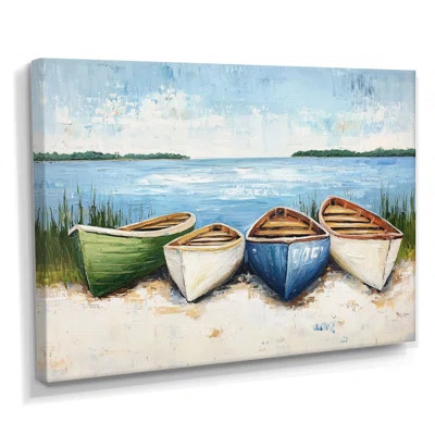 Canoes On The Lake - Lake Canvas Print | Wayfair North America
