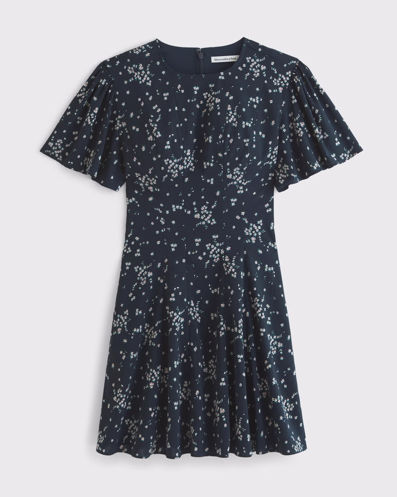 Women's The A&F Mila Short-Sleeve Mini Dress | Women's Clearance | Abercrombie.com | Abercrombie & Fitch (US)